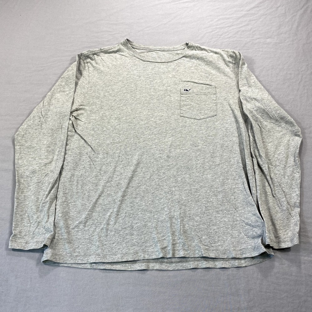 Vineyard Vines Shirt Mens Medium Gray Long Sleeve Tee Logo‎ Outdoors Adult